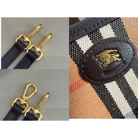 Premio Repliche Borsa tote Burberry Mini Reversible Bloomsbury Check nera/marrone Imitazione Outlet Online