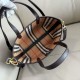 Premio Repliche Borsa tote Burberry Mini Reversible Bloomsbury Check nera/marrone Imitazione Outlet Online