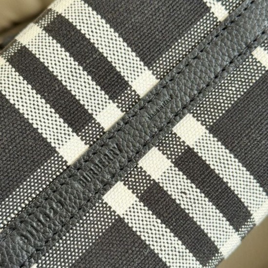 Premio Repliche Borsa tote Burberry Mini Reversible Bloomsbury Check nera/Blu Imitazione Outlet Online
