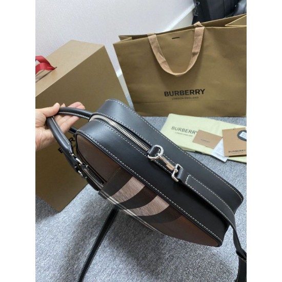 Premio Repliche Borsa da lavoro Burberry Ainsworth Check in betulla scura marrone Imitazione Outlet Online
