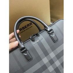 Premio Repliche Borsa da lavoro Burberry Ainsworth Check in betulla scura Blu Imitazione Outlet Online