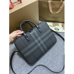 Premio Repliche Borsa da lavoro Burberry Ainsworth Check in betulla scura Blu Imitazione Outlet Online