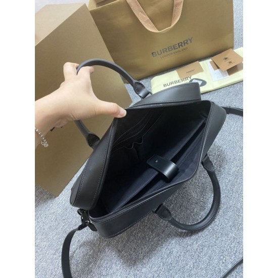 Premio Repliche Borsa da lavoro Burberry Ainsworth Check in betulla scura Blu Imitazione Outlet Online