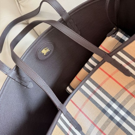 Premio Repliche Borsa tote Burberry Bloomsbury Highlands reversibile media Imitazione Outlet Online