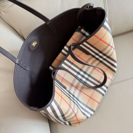 Premio Repliche Borsa tote Burberry Bloomsbury Highlands reversibile media Imitazione Outlet Online