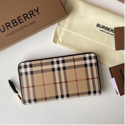 Premio Repliche Portafoglio con cerniera Burberry Vintage Check E-canvas Imitazione Outlet Online
