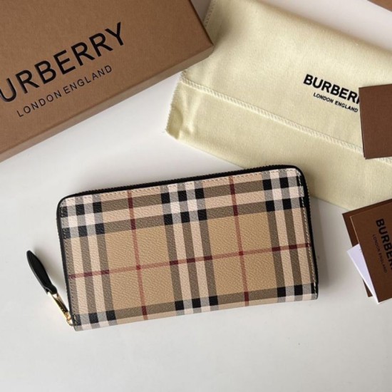 Premio Repliche Portafoglio con cerniera Burberry Vintage Check E-canvas Imitazione Outlet Online
