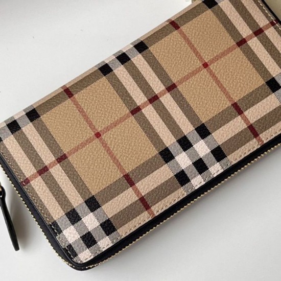 Premio Repliche Portafoglio con cerniera Burberry Vintage Check E-canvas Imitazione Outlet Online