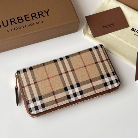 Premio Repliche Portafoglio con cerniera Burberry Vintage Check E-canvas Imitazione Outlet Online