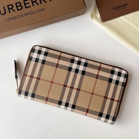 Premio Repliche Portafoglio con cerniera Burberry Vintage Check E-canvas Imitazione Outlet Online