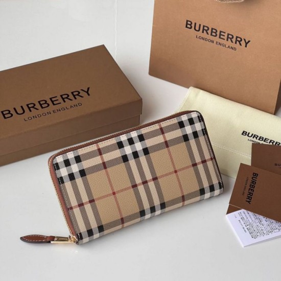 Premio Repliche Portafoglio con cerniera Burberry Vintage Check E-canvas Imitazione Outlet Online