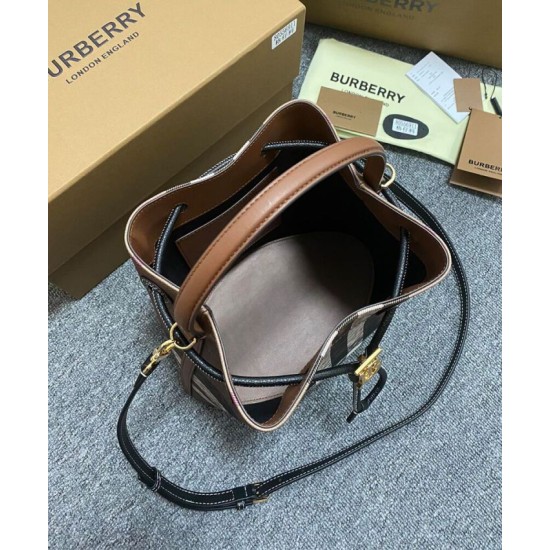 Premio Repliche Borsa a secchiello TB piccola Burberry color caffè Imitazione Outlet Online