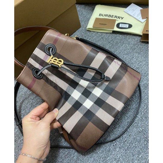 Premio Repliche Borsa a secchiello TB piccola Burberry color caffè Imitazione Outlet Online