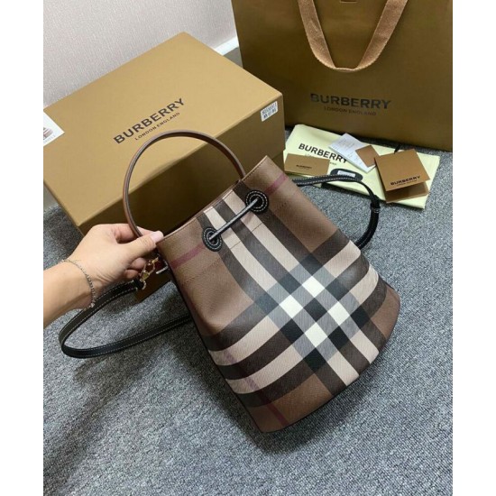 Premio Repliche Borsa a secchiello TB piccola Burberry color caffè Imitazione Outlet Online