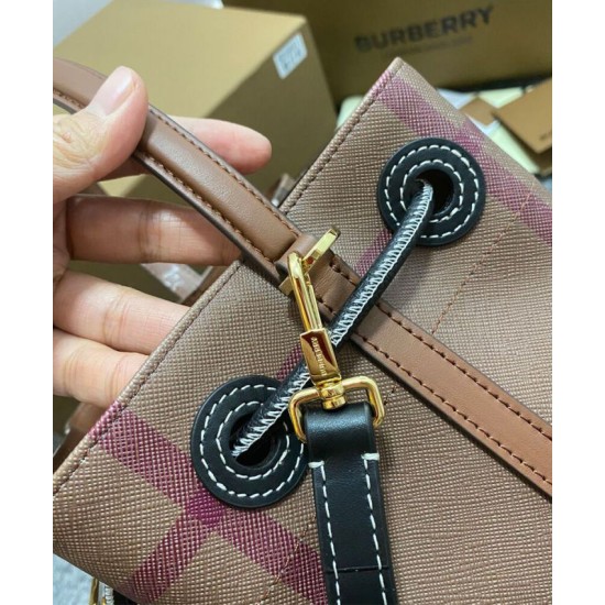 Premio Repliche Borsa a secchiello TB piccola Burberry color caffè Imitazione Outlet Online
