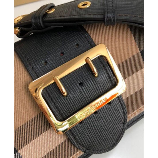 Premio Repliche Borsa a tracolla piccola con fibbia Burberry Nera Imitazione Outlet Online