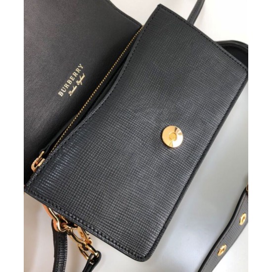 Premio Repliche Borsa a tracolla piccola con fibbia Burberry Nera Imitazione Outlet Online