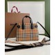 Premio Repliche Borsa tote piccola Burberry Banner Vintage Check nera Imitazione Outlet Online