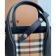 Premio Repliche Borsa tote piccola Burberry Banner Vintage Check nera Imitazione Outlet Online
