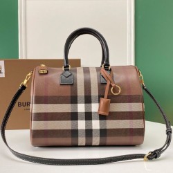 Premio Repliche Borsa bowling media Burberry Check marrone Imitazione Outlet Online