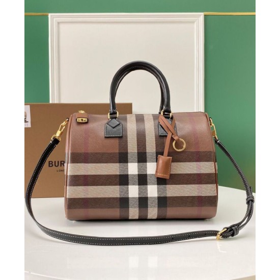 Premio Repliche Borsa bowling media Burberry Check marrone Imitazione Outlet Online