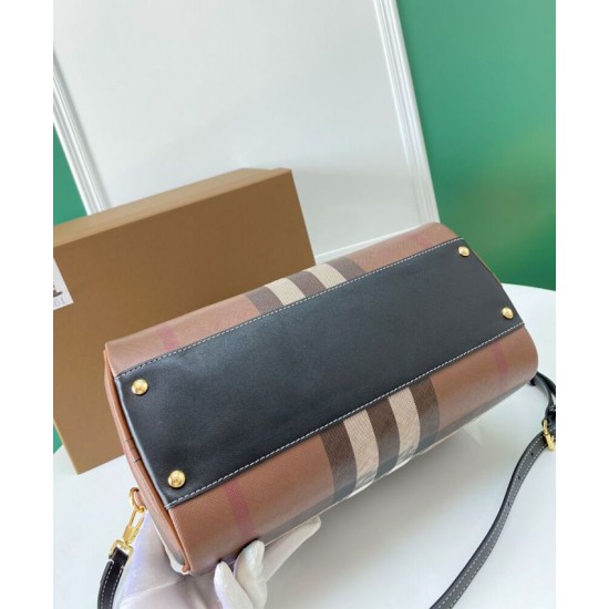 Premio Repliche Borsa bowling media Burberry Check marrone Imitazione Outlet Online
