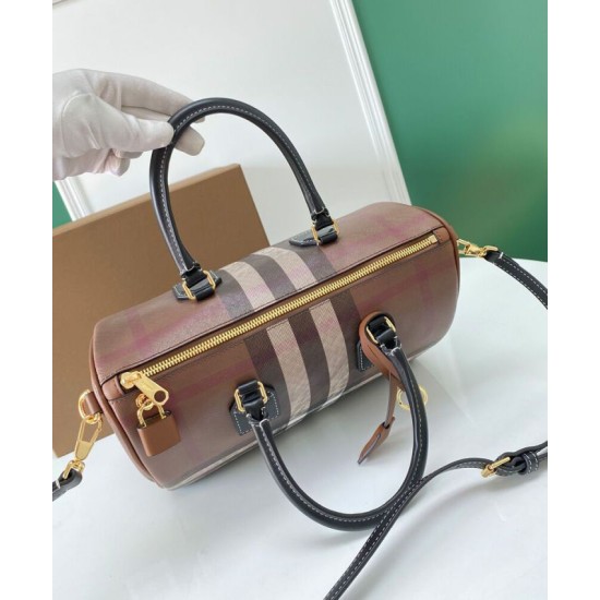 Premio Repliche Borsa bowling media Burberry Check marrone Imitazione Outlet Online