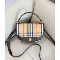 Premio Repliche Borsa a tracolla Burberry Highlands caffè scuro Imitazione Outlet Online