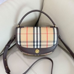 Premio Repliche Borsa a tracolla Burberry Highlands caffè scuro Imitazione Outlet Online