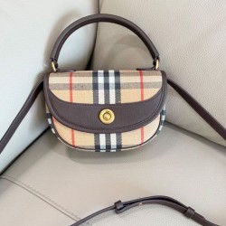 Premio Repliche Borsa Burberry Mini Highlands caffè scuro Imitazione Outlet Online