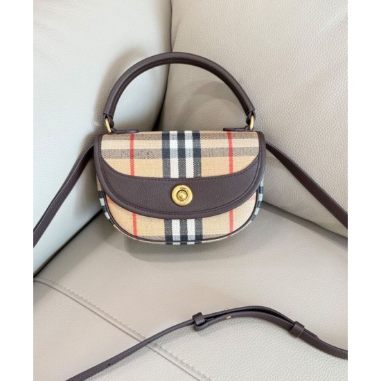 Premio Repliche Borsa Burberry Mini Highlands caffè scuro Imitazione Outlet Online