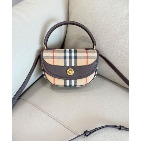 Premio Repliche Borsa Burberry Mini Highlands caffè scuro Imitazione Outlet Online