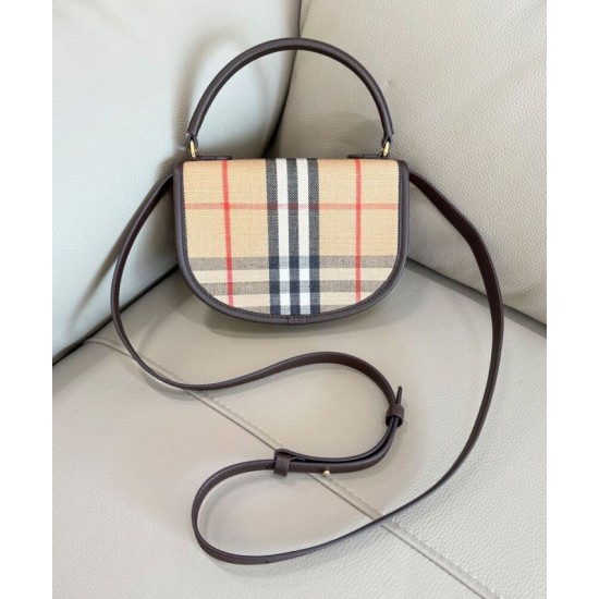 Premio Repliche Borsa Burberry Mini Highlands caffè scuro Imitazione Outlet Online