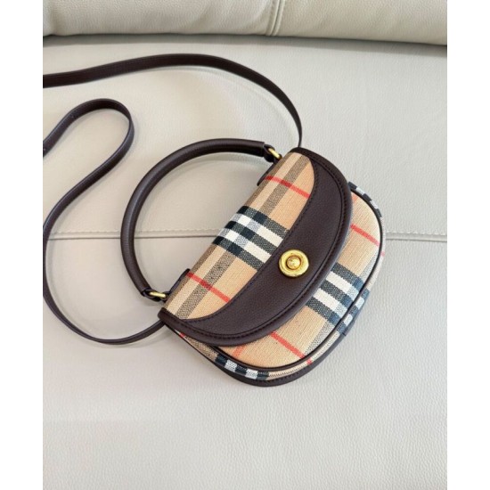 Premio Repliche Borsa Burberry Mini Highlands caffè scuro Imitazione Outlet Online