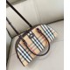 Premio Repliche Borsa a mano Burberry Canvas Highlands Bowling, colore caffè scuro Imitazione Outlet Online
