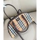 Premio Repliche Borsa a mano Burberry Canvas Highlands Bowling, colore caffè scuro Imitazione Outlet Online