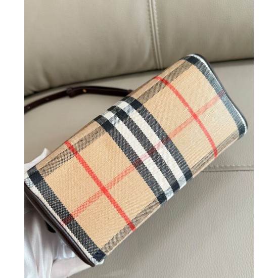 Premio Repliche Borsa tote mini Burberry Highlands Burberry Check caffè scuro Imitazione Outlet Online