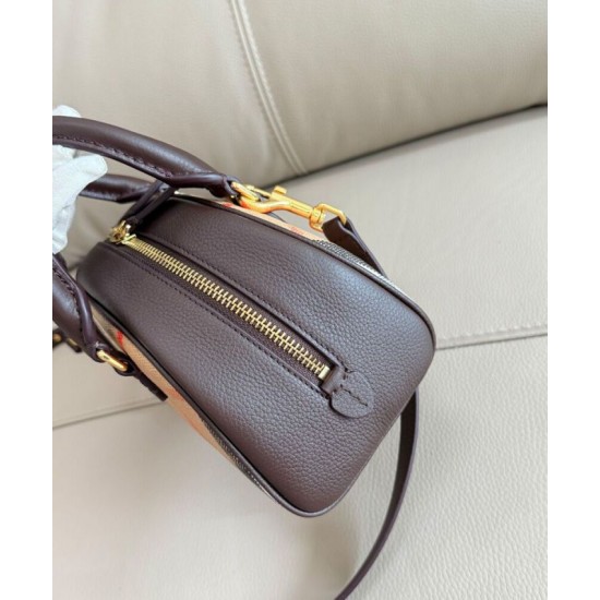 Premio Repliche Borsa tote mini Burberry Highlands Burberry Check caffè scuro Imitazione Outlet Online