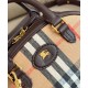 Premio Repliche Borsa tote mini Burberry Highlands Burberry Check caffè scuro Imitazione Outlet Online