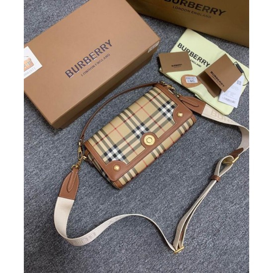 Premio Repliche Borsa Burberry con manico superiore Caffè Imitazione Outlet Online