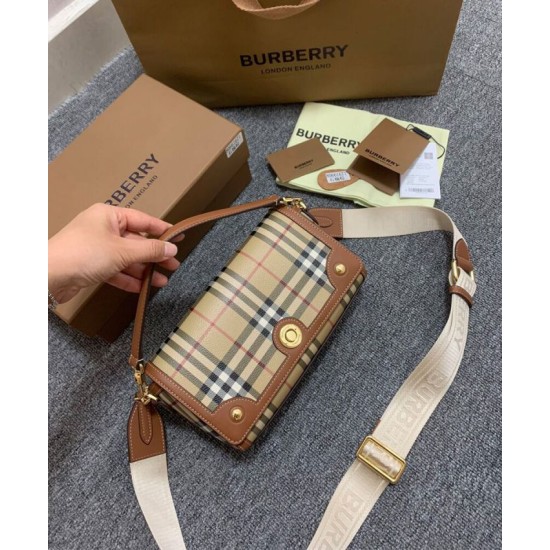Premio Repliche Borsa Burberry con manico superiore Caffè Imitazione Outlet Online