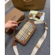 Premio Repliche Borsa Burberry con manico superiore Caffè Imitazione Outlet Online