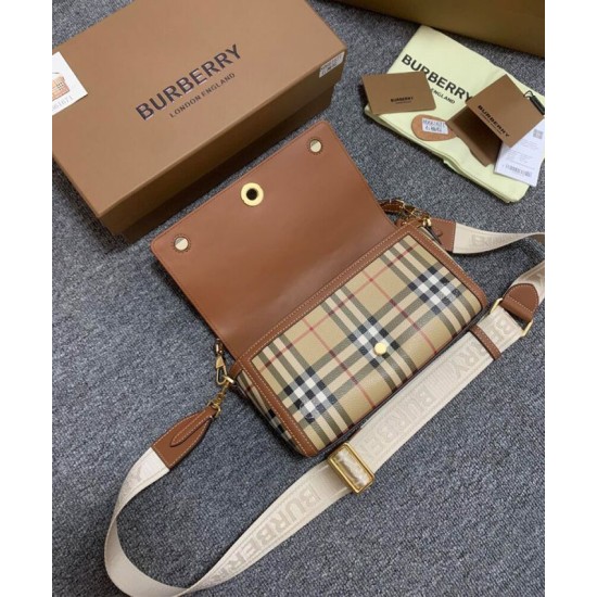 Premio Repliche Borsa Burberry con manico superiore Caffè Imitazione Outlet Online