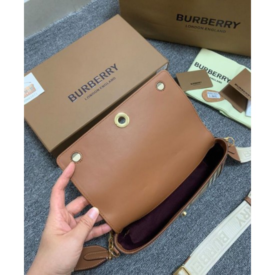 Premio Repliche Borsa Burberry con manico superiore Caffè Imitazione Outlet Online