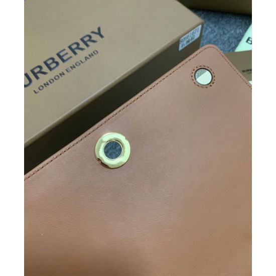 Premio Repliche Borsa Burberry con manico superiore Caffè Imitazione Outlet Online