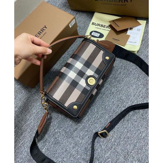 Premio Repliche Borsa Burberry con manico superiore nera Imitazione Outlet Online