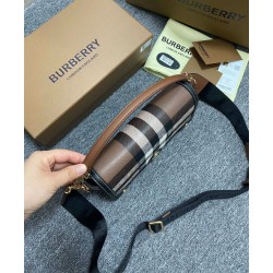 Premio Repliche Borsa Burberry con manico superiore nera Imitazione Outlet Online