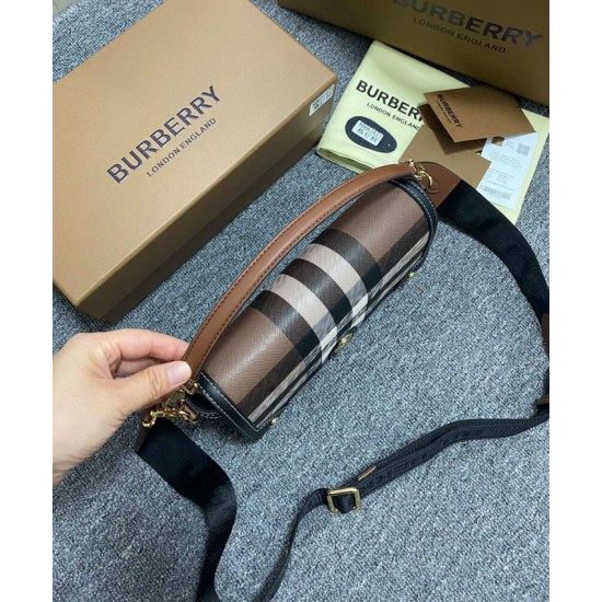 Premio Repliche Borsa Burberry con manico superiore nera Imitazione Outlet Online