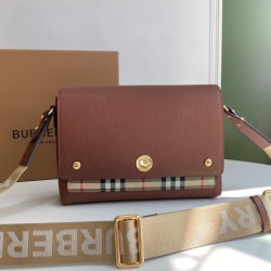 Premio Repliche Borsa a tracolla Burberry Vintage Check Note Caffè Imitazione Outlet Online