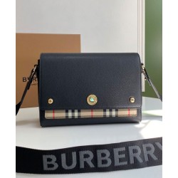 Premio Repliche Borsa a tracolla Burberry Vintage Check Note Nera Imitazione Outlet Online